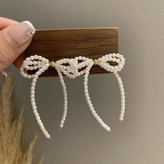 Bow Knot Drop Beads Earrings [JIS2024032759]