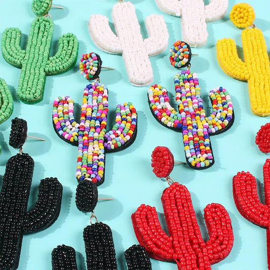 Cactus Drop Beads Earrings [JIS2024032752]